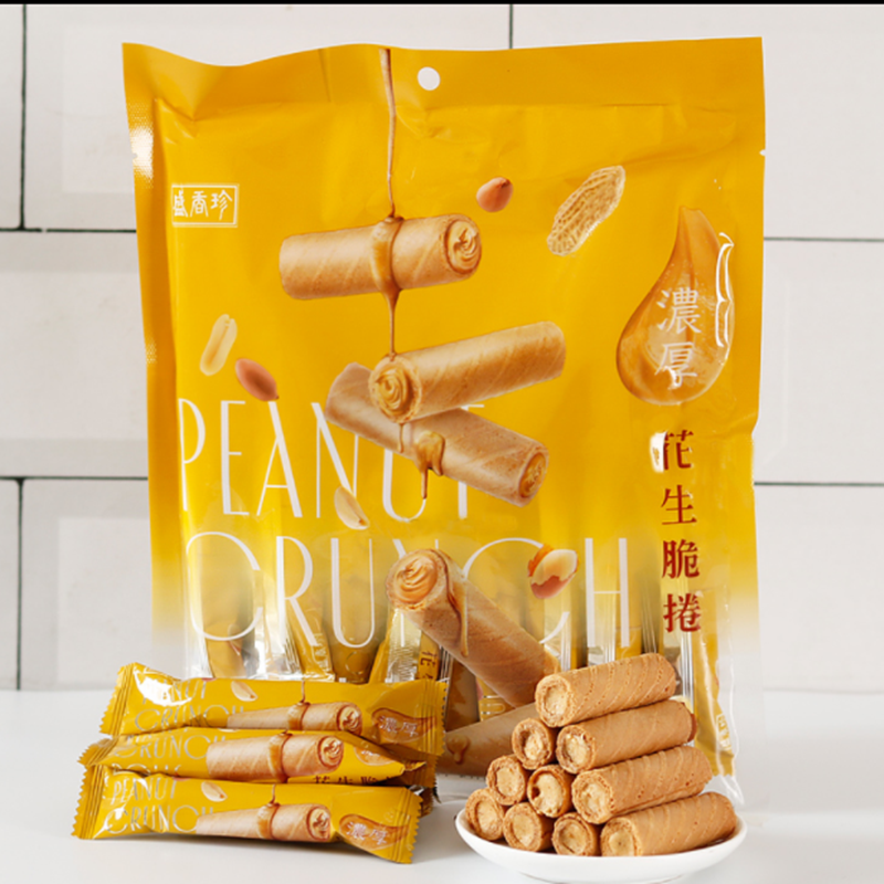 台湾进口 盛香珍浓厚花生风味蛋卷脆卷饼干办公室零食140g