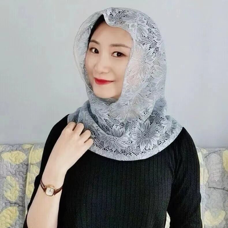 假领子女百搭护颈帽套头围脖连帽蕾丝帽颈椎保暖脖套遮阳防晒防风