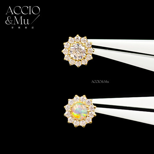 ACCIO&Mu满钻太阳花耳骨钉鹿晗同款钛合金极光澳宝爆闪耳蜗钉16g