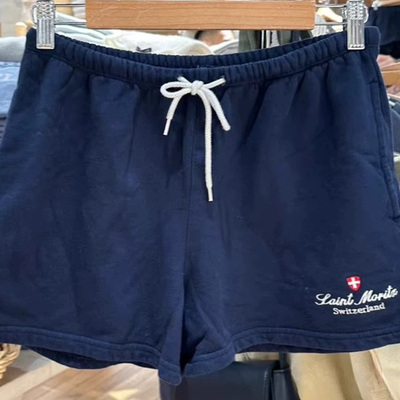 BM新款美式藏蓝色刺绣字母短裤