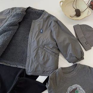 左西正帅气时尚韩国童装男童加绒外套秋冬款洋气保暖冬款痞帅儿童