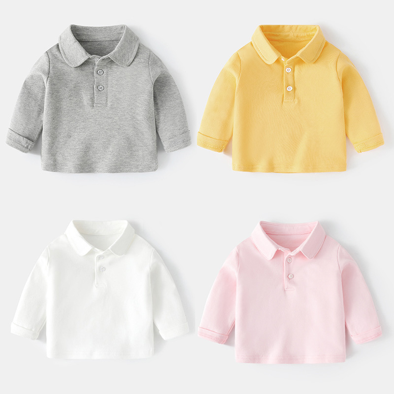 左西正婴儿POLO衫长袖T恤男童宝宝女打底春装小童上衣幼儿衬衫休
