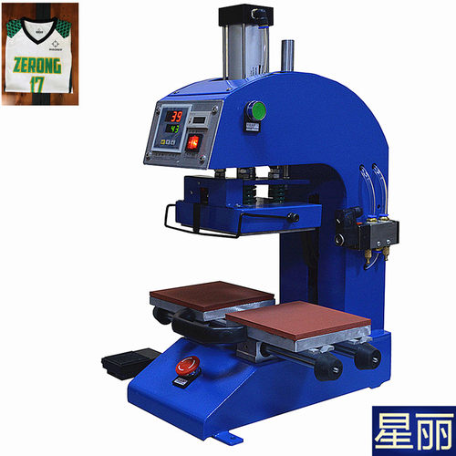 气动烫标机烫画机15x15cm双工位自动热转印压烫机压唛烫钻机LOGO