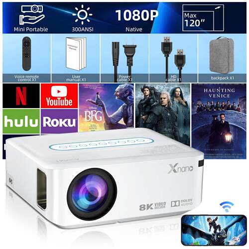 外贸X1投影仪家用8K超高清安卓系统家庭影院卧室投影机projector