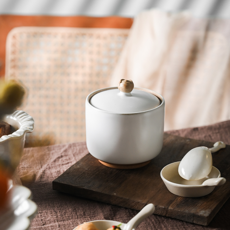 莳绘金缮景德镇莲子炖盅隔水炖家用燕窝甜品蒸蛋碗带盖日式煨汤盅