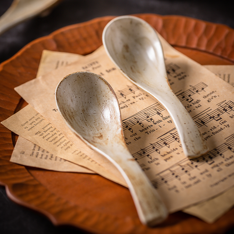 莳绘金缮粗陶勺子调羹