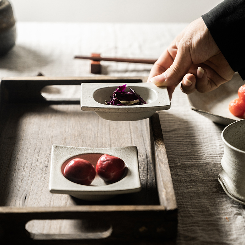 莳绘金缮蘸料碟方形味碟