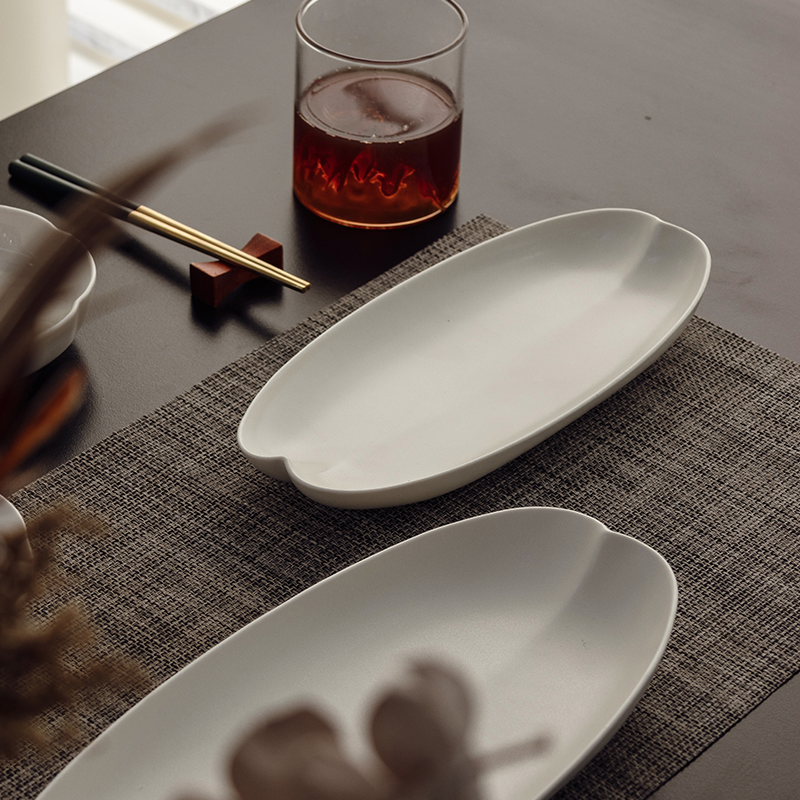 莳绘金缮哑光10/12英寸长条菜盘