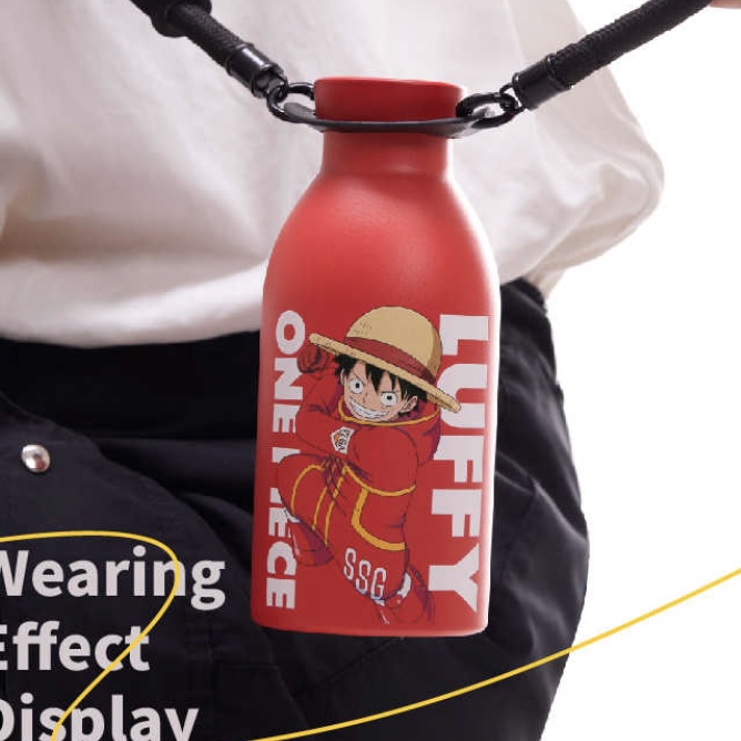 屈臣氏航海王保温保冷水杯可拆卸背带不锈钢杯350ml