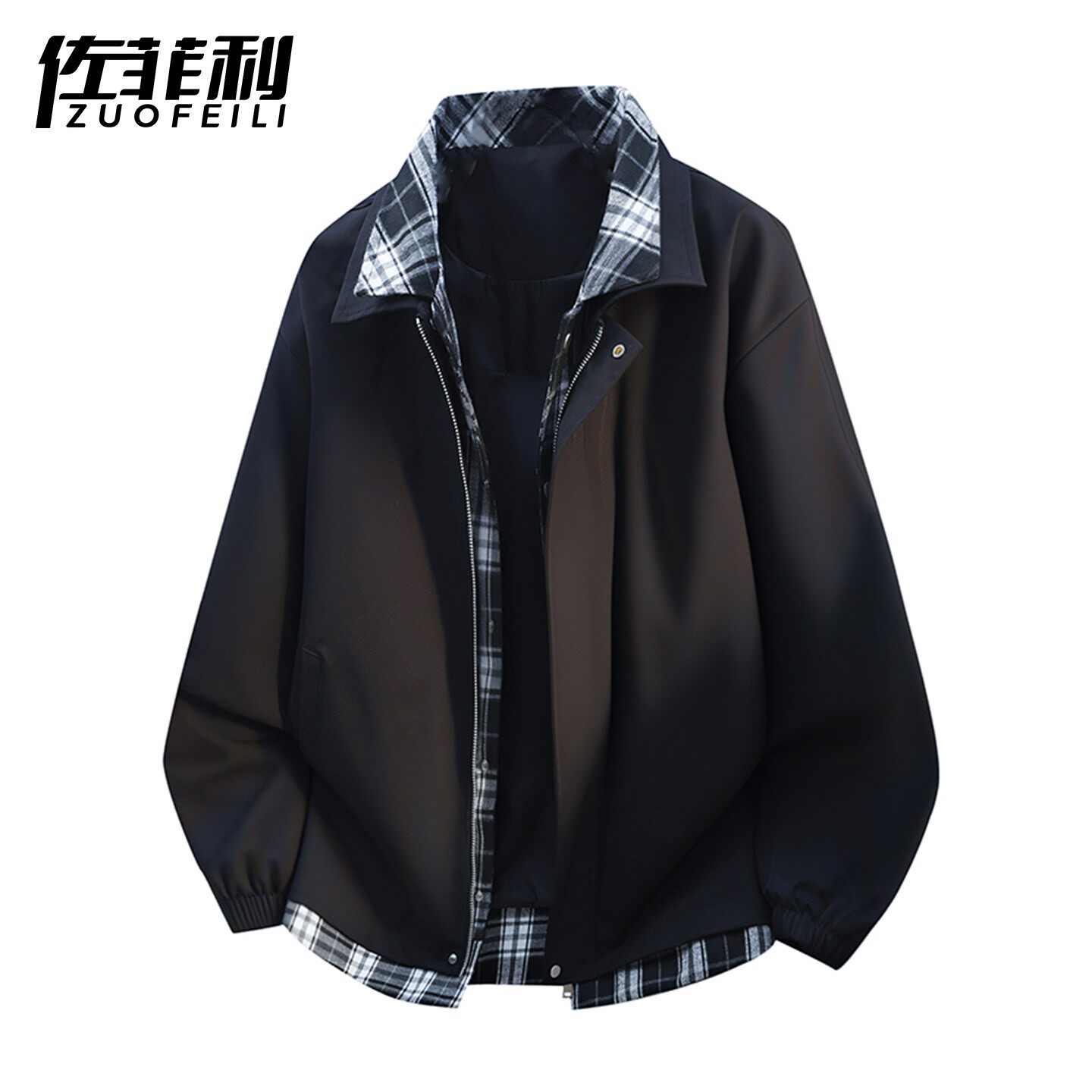 假两件外套男春秋季2026新款撞色翻领春装衣服青少年宽松谷仓夹克