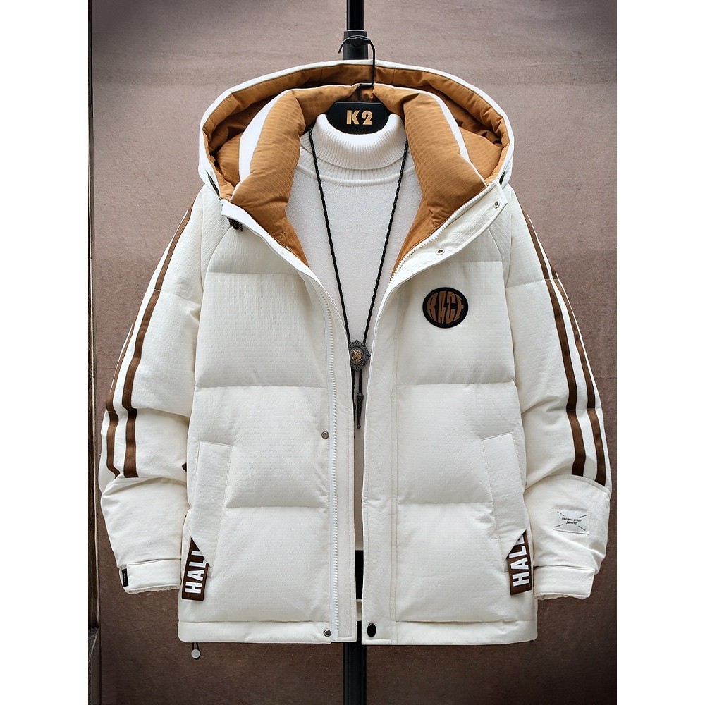 潮牌羽绒服男冬季2025新款连帽外套男加厚保暖冬天极寒白鸭绒棉服