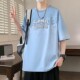 宽松t恤男半袖 落肩袖 青少年潮流痞帅休闲T恤男 男夏季 渐变印花短袖