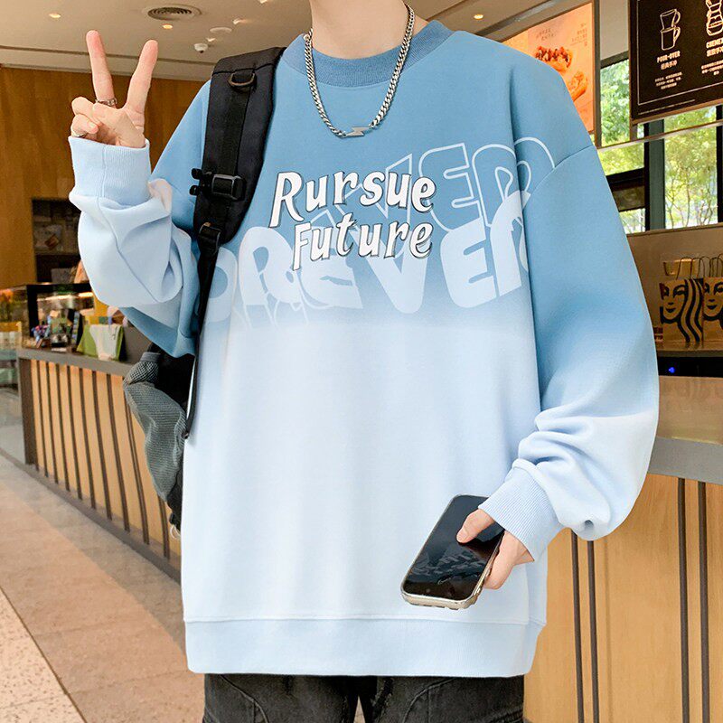 渐变男士卫衣春秋新款初中高中学生潮牌外套青少年大童秋装上衣服