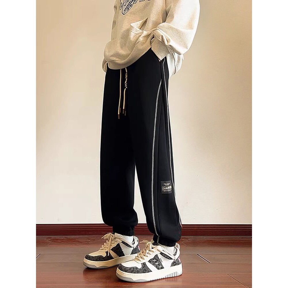 男大童酷帅裤子春秋男孩初中生高中学生休闲卫裤青少年束脚运动裤