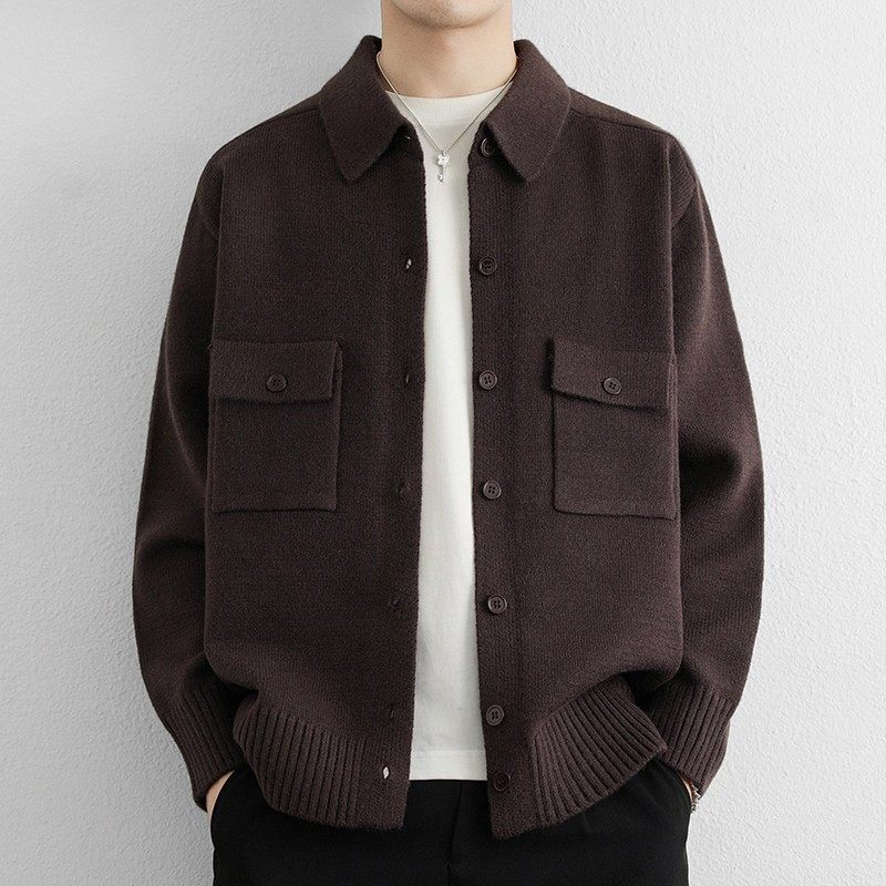 美式复古开衫外套毛衣男2025新款秋冬季宽松工装百搭高级感针织衫,运动服/休闲服装,运动套装,淘宝优惠券,粉丝福利购,淘宝优惠卷
