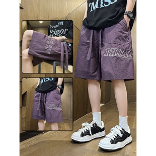 夏季冰丝速干短裤男孩初中生凉感薄款青少年大童休闲运动五分裤子