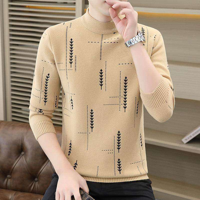 新款中领提花毛衣男士秋冬季修身拼色内搭针织衫加厚打底毛线衣潮,运动服/休闲服装,运动套装,淘宝优惠券,粉丝福利购,淘宝优惠卷