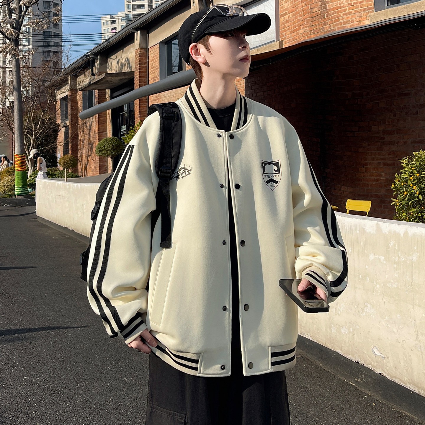 徽章棒球服外套男春季2026新款学院风宽松夹克男帅气百搭开衫卫衣