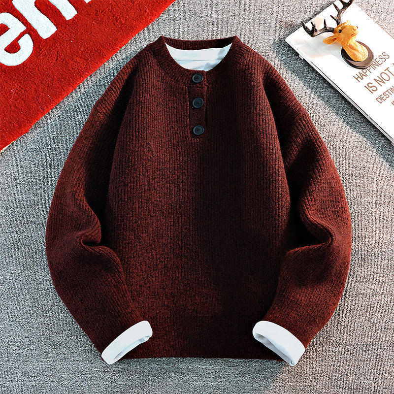 美式复古亨利领毛衣男士秋冬款宽松加厚针织衫潮上衣外套安哥拉红,户外/登山/野营/旅行用品,作训外套/套装/野战套装,淘宝优惠券,粉丝福利购,淘宝优惠卷