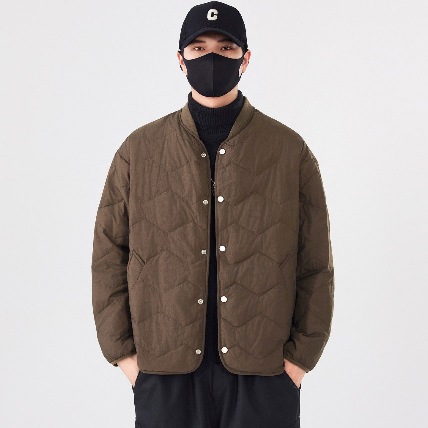 冬季轻薄保暖羽绒内胆男士90白鸭绒外套2025新款内搭棒球领羽绒服