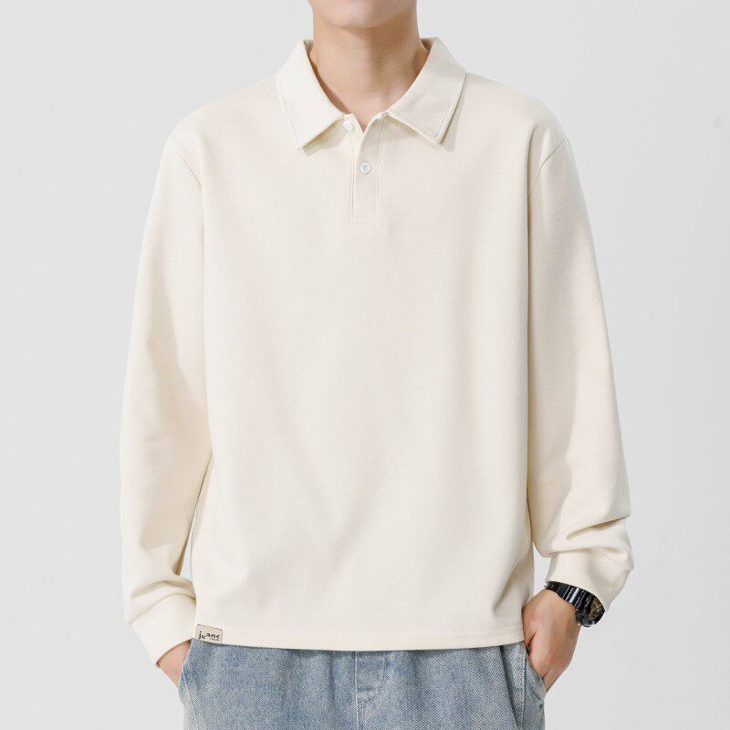 长袖t恤男士秋季翻领Polo衫高级感内搭打底衫春秋休闲重磅上衣服