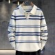 polo衫 卫衣翻领长袖 薄款 秋季 领毛衣 针织衫 上衣学院风条纹衬衫 男款