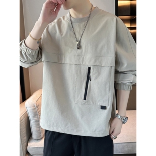 长袖t恤男士春秋季打底衫薄款机能风秋装上衣服潮牌男款圆领卫衣