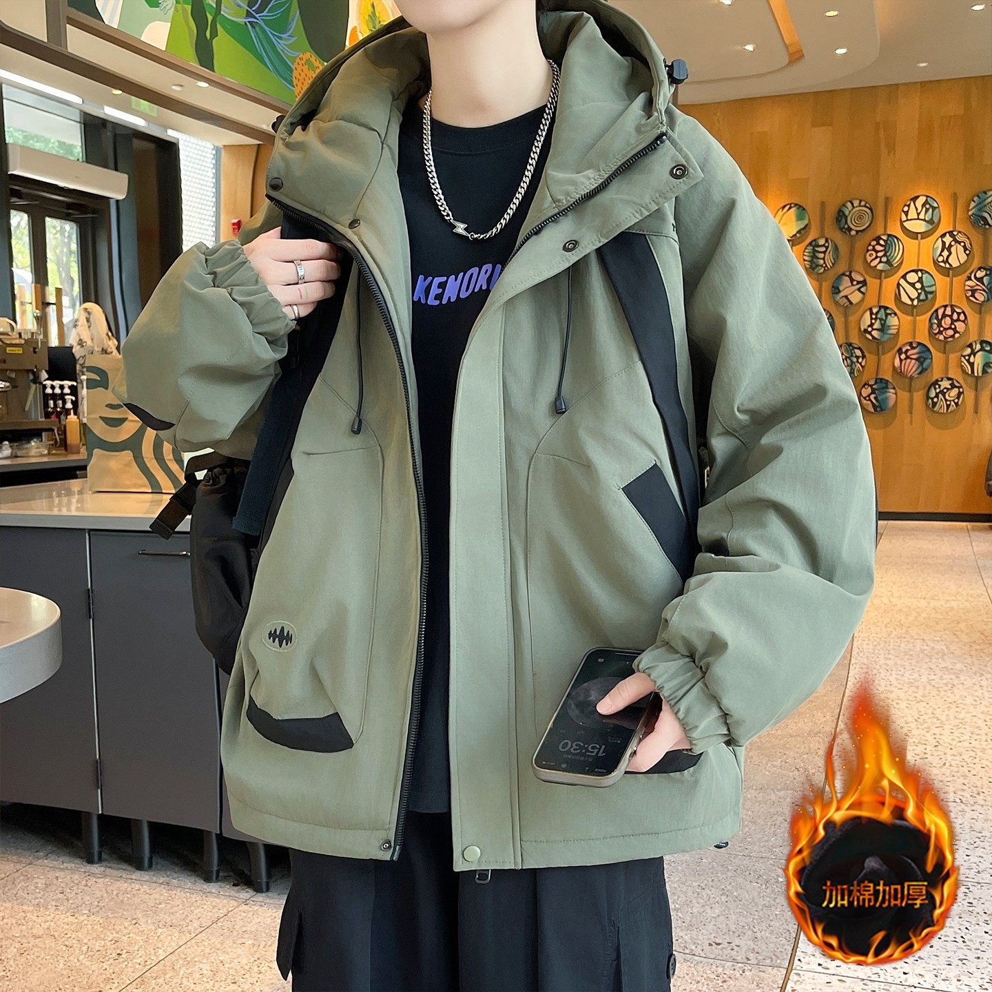 秋冬季新款棉服外套男孩青少年学生加棉加厚夹克大童冬装冲锋衣服,运动服/休闲服装,运动套装,淘宝优惠券,粉丝福利购,淘宝优惠卷