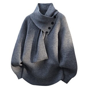 高级感毛衣男士加厚秋冬季2025新款宽松保暖线衣服内搭针织打底衫