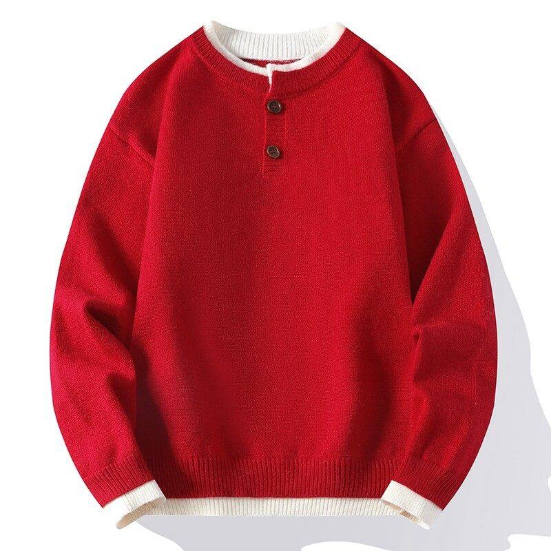 红色本命年毛衣男款冬季V领开叉马年衣服加厚亨利领假两件针织衫,户外/登山/野营/旅行用品,作训外套/套装/野战套装,淘宝优惠券,粉丝福利购,淘宝优惠卷