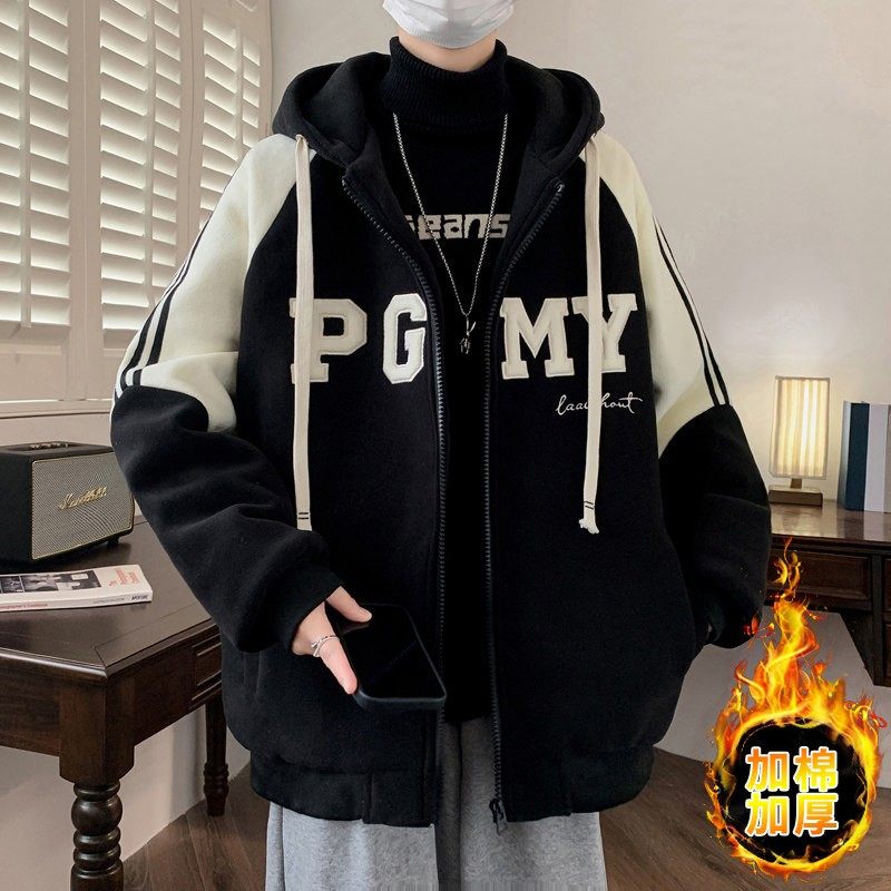 羊羔绒外套男秋冬款潮牌痞帅青少年夹棉加厚夹克初中高中学生棉衣,运动服/休闲服装,运动套装,淘宝优惠券,粉丝福利购,淘宝优惠卷