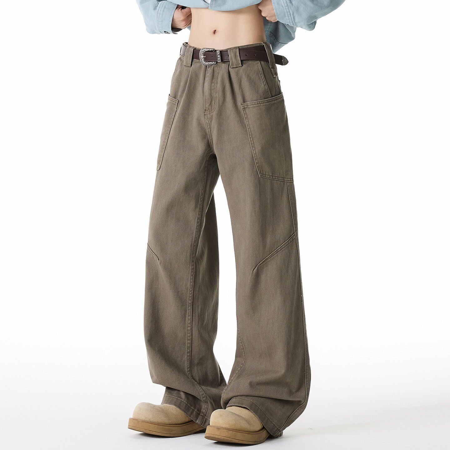 纯棉工装裤子男春秋季新款美式复古高街休闲长裤男宽松直筒阔腿裤