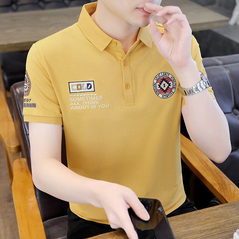 痞帅POLO衫男短袖夏季韩版潮流休闲翻领T恤半袖上衣修身时尚体恤