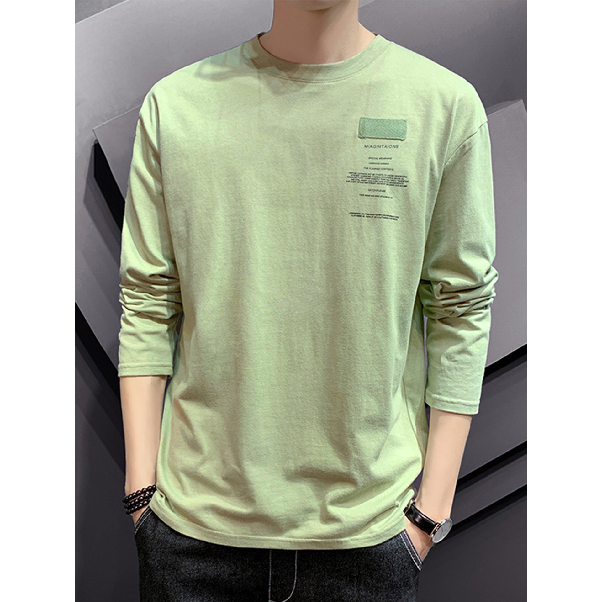纯棉长袖t恤男士春秋季新款潮流宽松百搭打底衫上衣休闲圆领卫衣