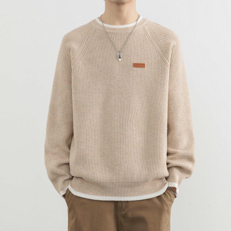 慵懒风2025秋冬季新款圆领套头毛衣男士宽松针织打底衫线衣上衣服,运动服/休闲服装,运动套装,淘宝优惠券,粉丝福利购,淘宝优惠卷