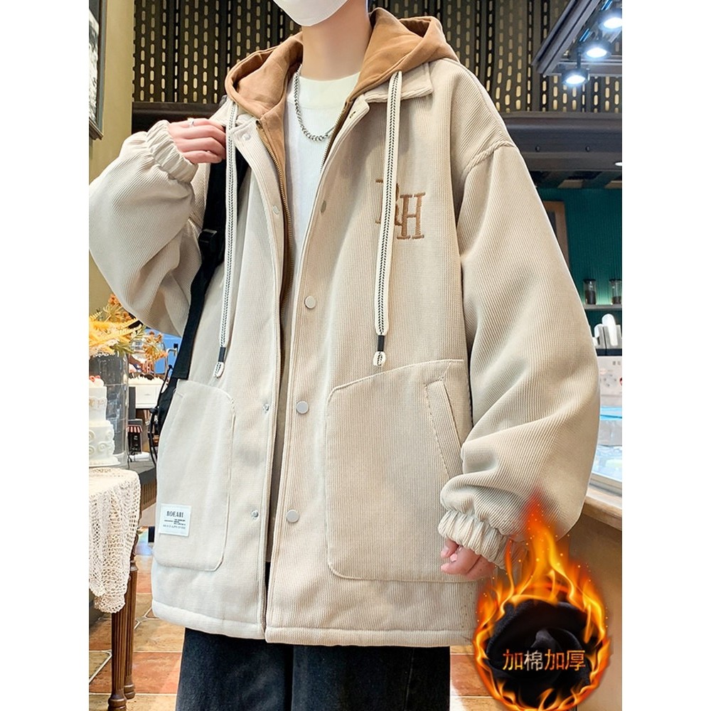 假两件连帽外套男棉衣男士2025秋冬季港风灯芯绒夹棉痞帅二棉加棉,户外/登山/野营/旅行用品,作训外套/套装/野战套装,淘宝优惠券,粉丝福利购,淘宝优惠卷