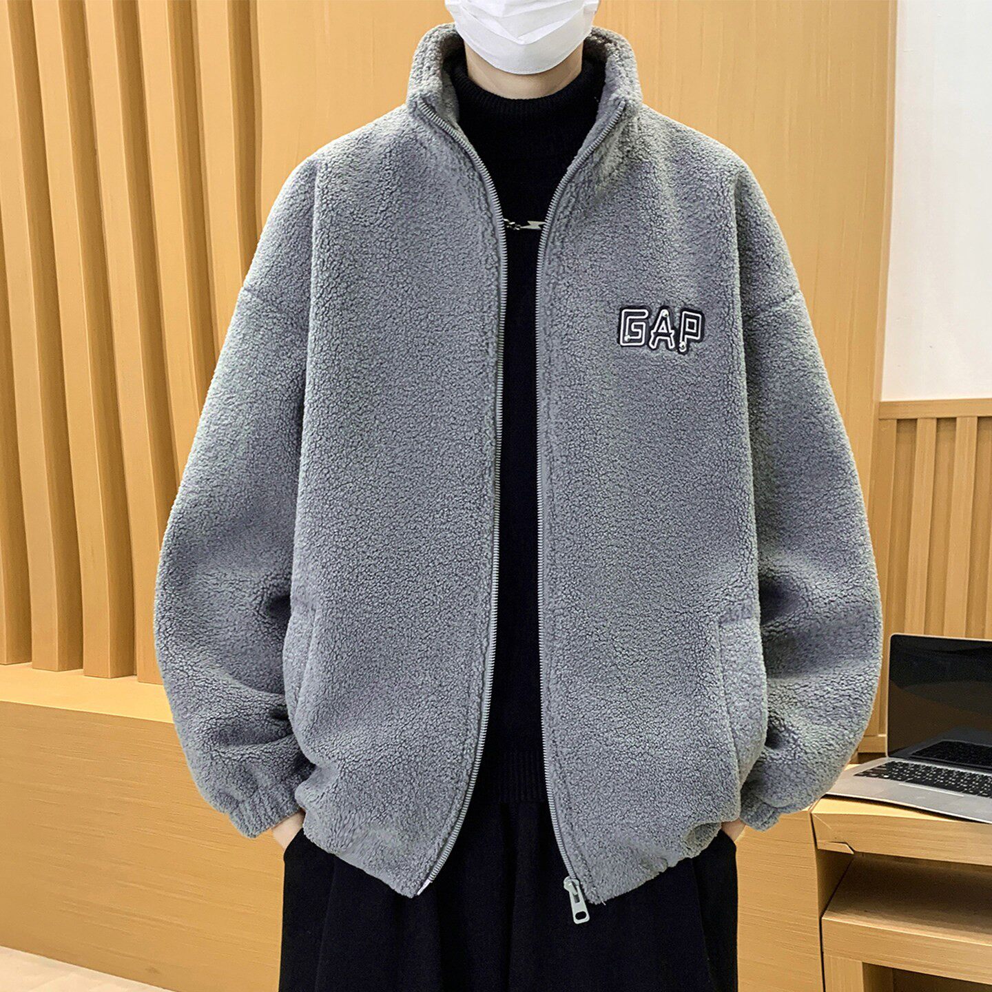 加绒加厚外套男2025新款秋冬季青少年羊羔毛绒夹克男防寒保暖衣服