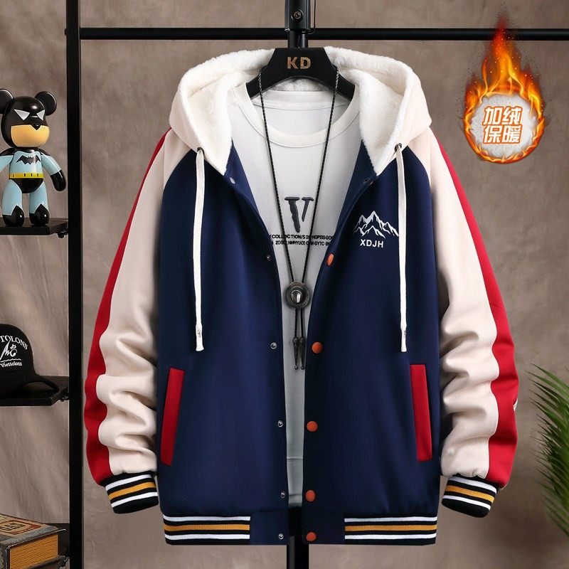 青少年秋冬季加绒外套男孩初高中学生加厚棒球服帅气大童秋装棉衣,运动服/休闲服装,运动套装,淘宝优惠券,粉丝福利购,淘宝优惠卷