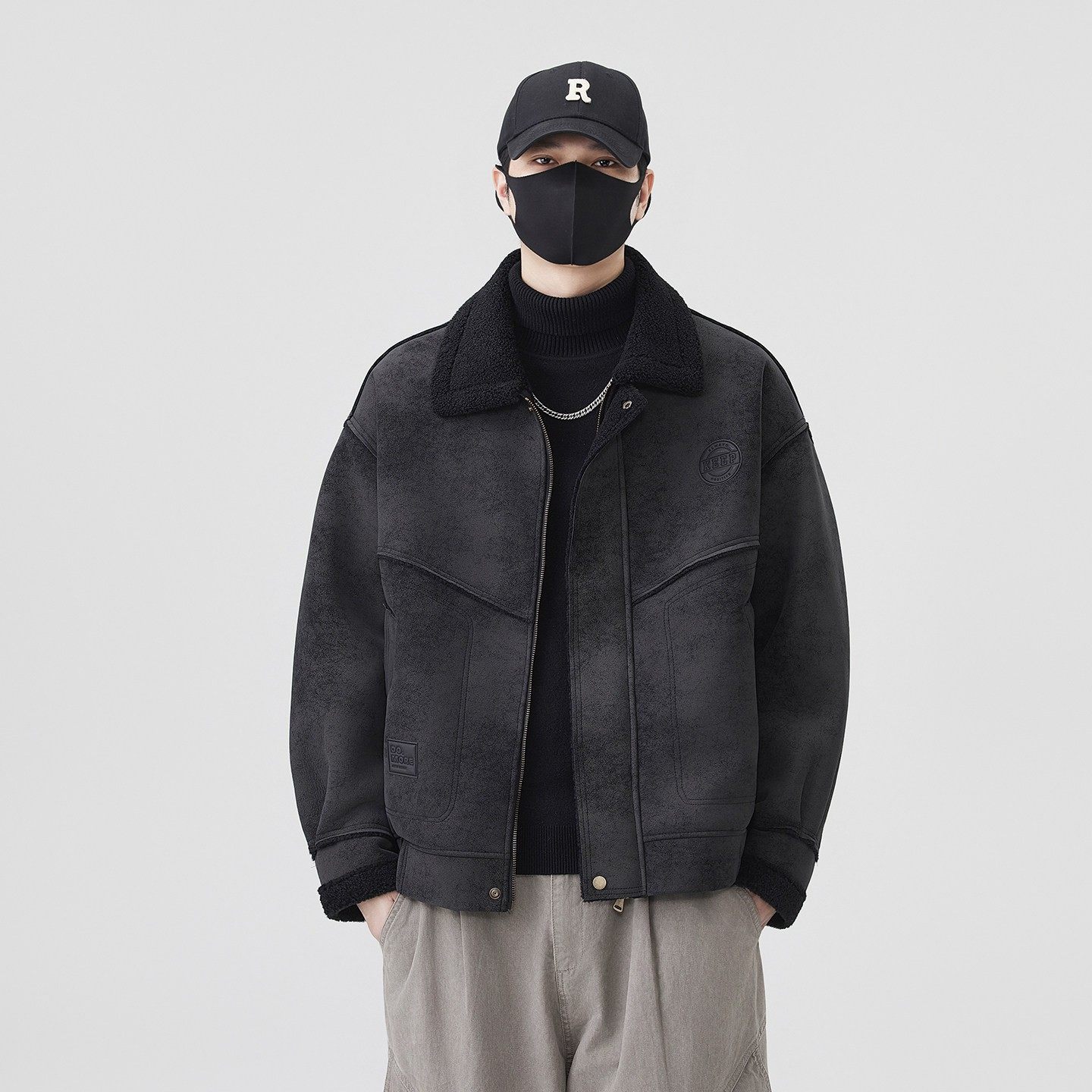 座山雕皮棉衣男士皮毛一体外套2025秋冬季新款高级感加绒加厚夹克,运动服/休闲服装,运动套装,淘宝优惠券,粉丝福利购,淘宝优惠卷