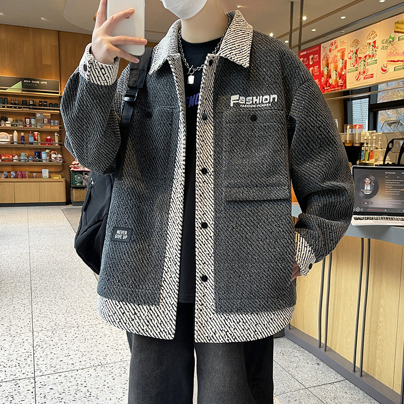 春秋季假两件翻领夹克外套男孩初高中学生潮流帅气大童春装上衣服