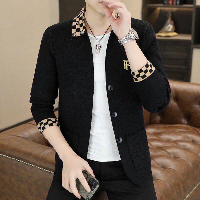 男士针织开衫外套春秋2026新款韩版修身潮流轻熟夹克男装秋款上衣