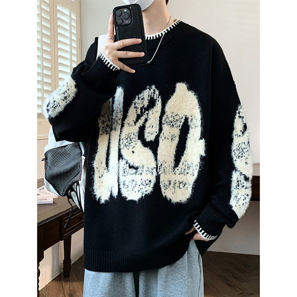 毛衣男秋冬季高级感内搭青少年保暖毛线衣服痞帅加厚打底针织衫男