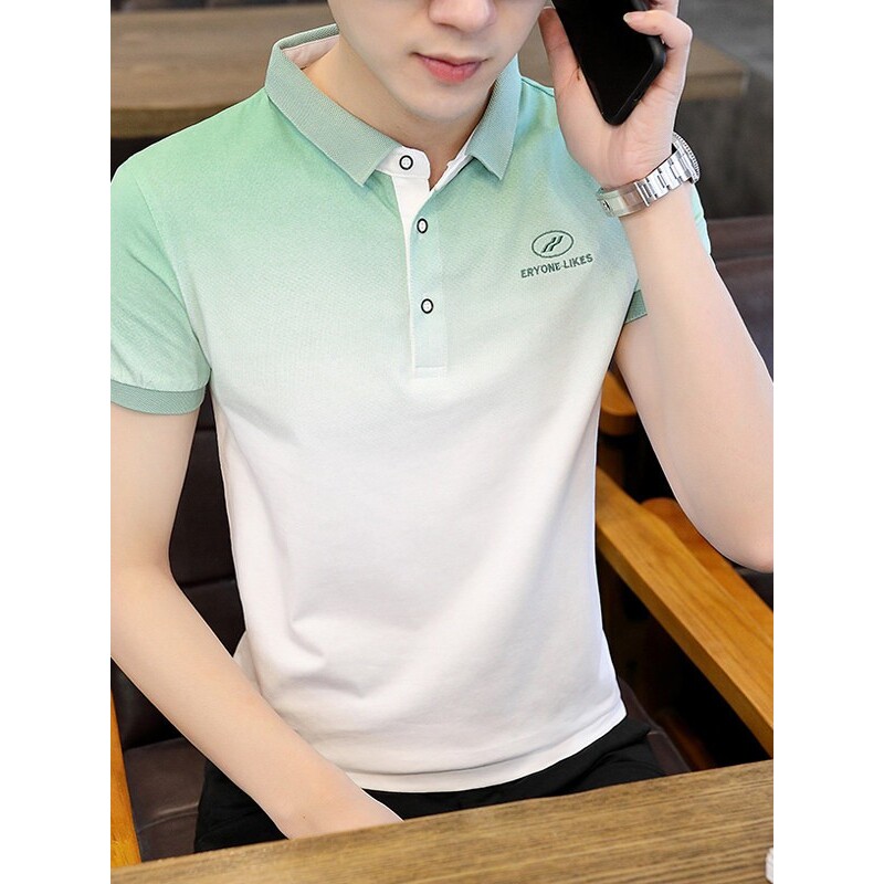 夏季纯棉潮流短袖t恤男士半袖体恤带领夏装上衣服翻领潮牌polo衫