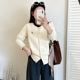 圆领木耳边撞色毛衣2025冬胖mm休闲针织开衫 大码 女装 女外套23397