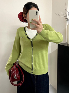 大码女装圆领撞色假两件上衣2026春款胖mm休闲长袖针织衫女23681