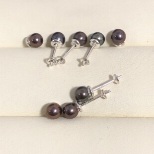 正品S925纯银淡水珍珠耳钉耳堵耳塞DIY配件简约耳饰防滑防掉耳夹