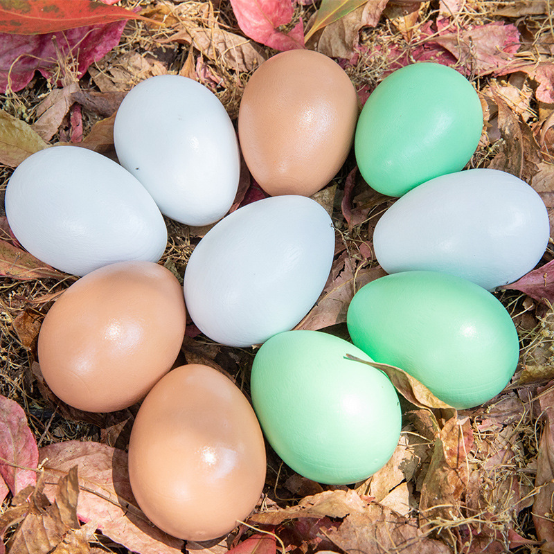 实心木质假鸡蛋仿真引窝蛋模型过家家玩具儿童手绘涂鸦蛋整蛊道具