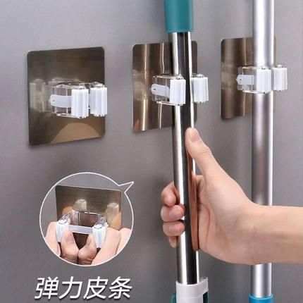免打孔拖把架卫生间壁挂拖把夹厨房强力收纳挂架挂钩卫生间置物架