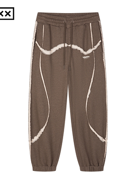 INXX潮牌撞色拼接休闲裤字母印花设计针织长裤情侣XWF4231121