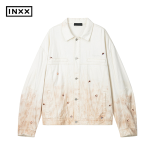 INXX街头风渐变水洗牛仔外套订钻休闲夹克男女同款 XBF3141103